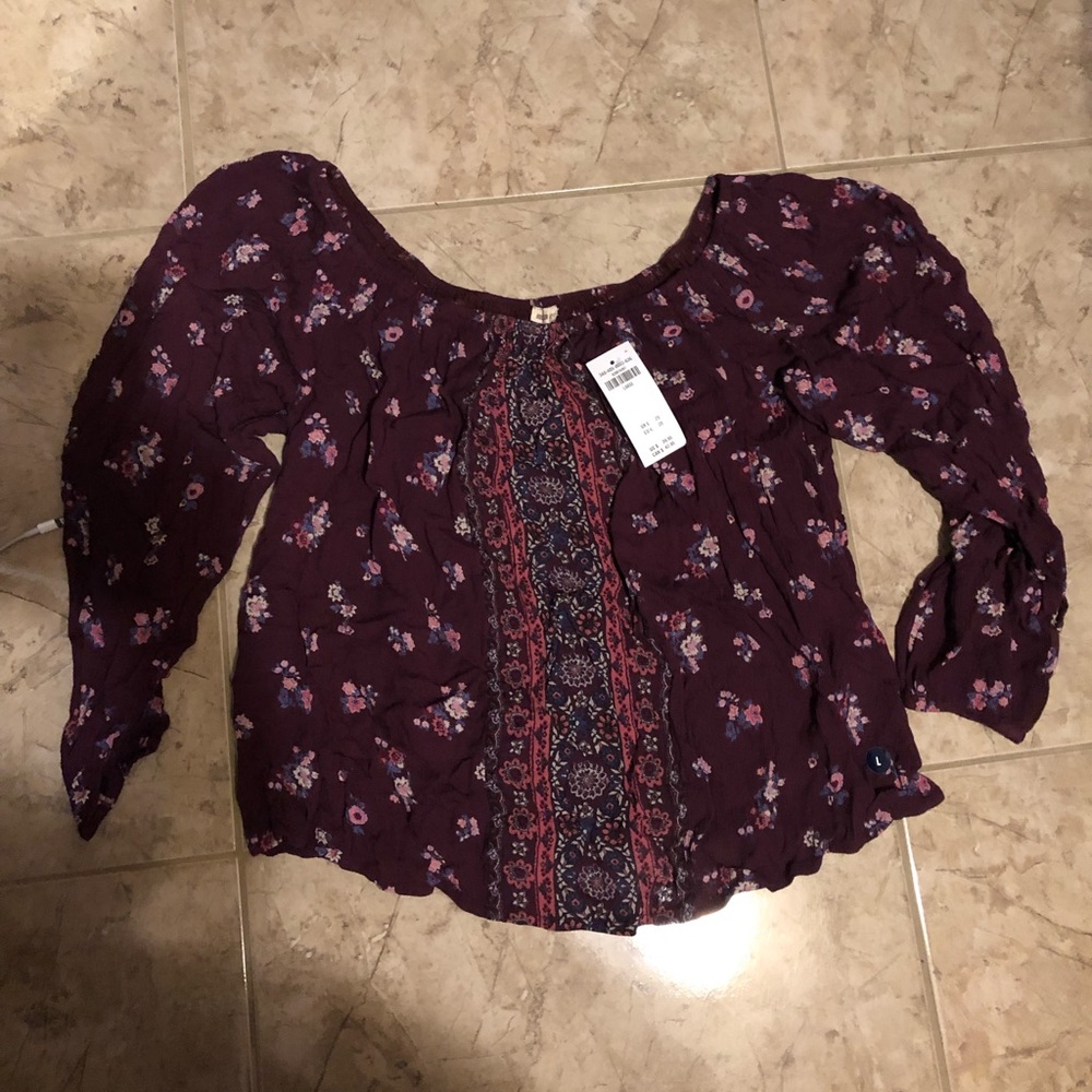 Off the Shoulder Purple Floral Top